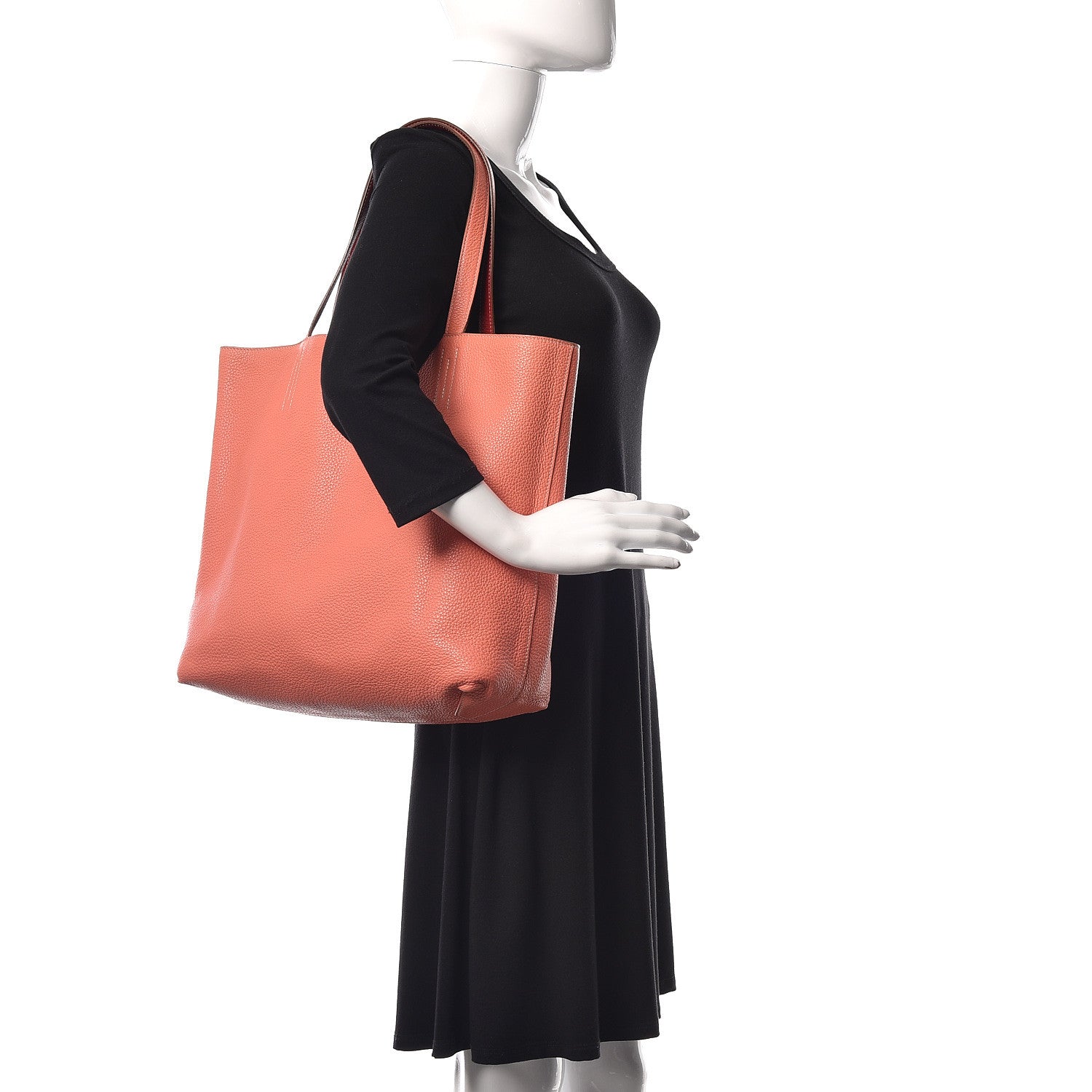 Hermes Taurillon Clemence Double Sens Reversible Tote 36 Rouge Casaque Crevette 2 of 14
