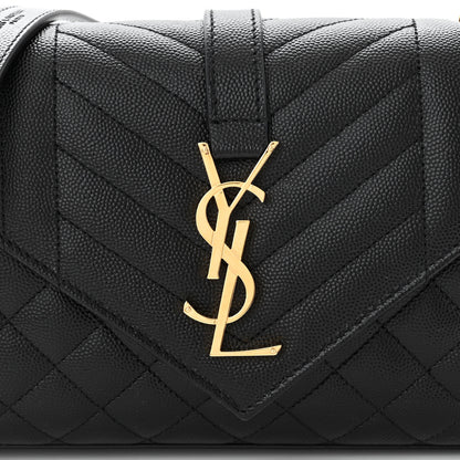 Saint Laurent Grain De Poudre Textured Mixed Matelasse Triquilt Small Monogram Satchel Black 7 of 10