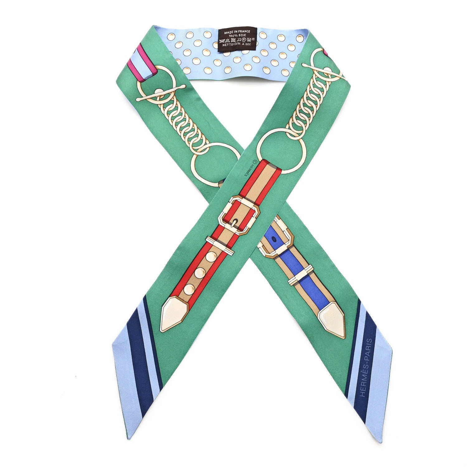 Hermes Silk Grand Tralala Twilly Bleu Ciel Vert 1 of 3