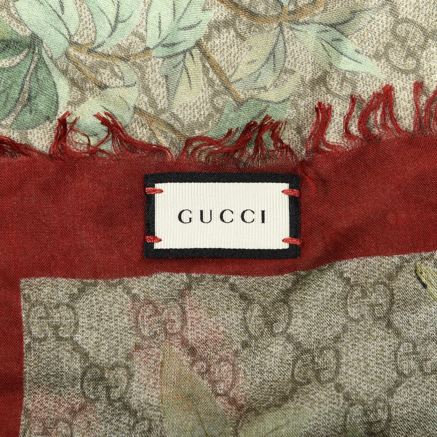 Gucci Modal Silk Monogram Tian Print Shawl Red 4 of 4