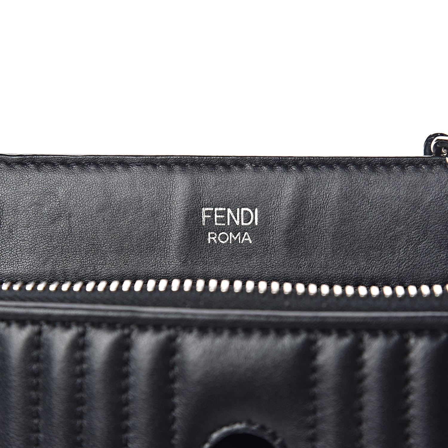 Fendi Shiny Nappa Trapuntata Chain Small DotCom Click Chain Satchel Black 9 of 14