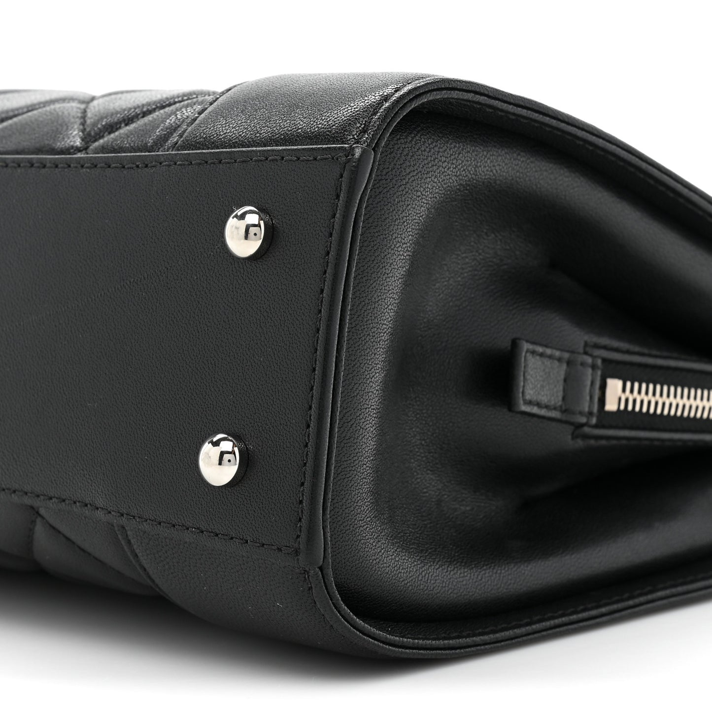 Sheepskin Quilted Mademoiselle Vintage Shopping Tote Black