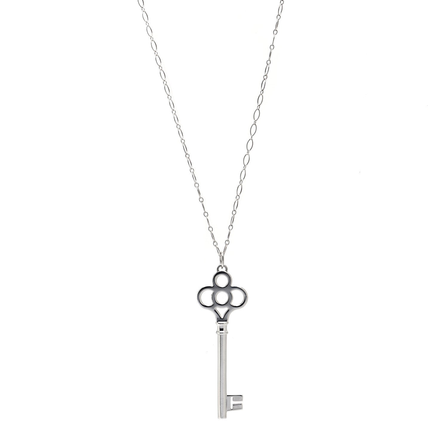 Tiffany Sterling Silver Large Crown Key Pendant Link Necklace 1 of 7