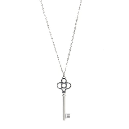 Tiffany Sterling Silver Large Crown Key Pendant Link Necklace 1 of 7