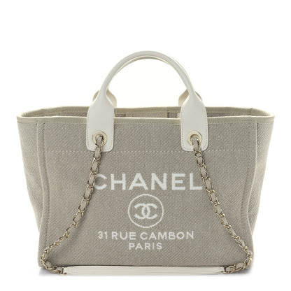 Chanel Mixed Fibers Calfskin Small Deauville Tote Light Grey 1 of 10