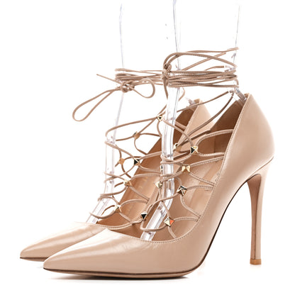Valentino Garavani Nappa Rockstud Gladiator Lace Up Pumps 38 Poudre 3 of 9