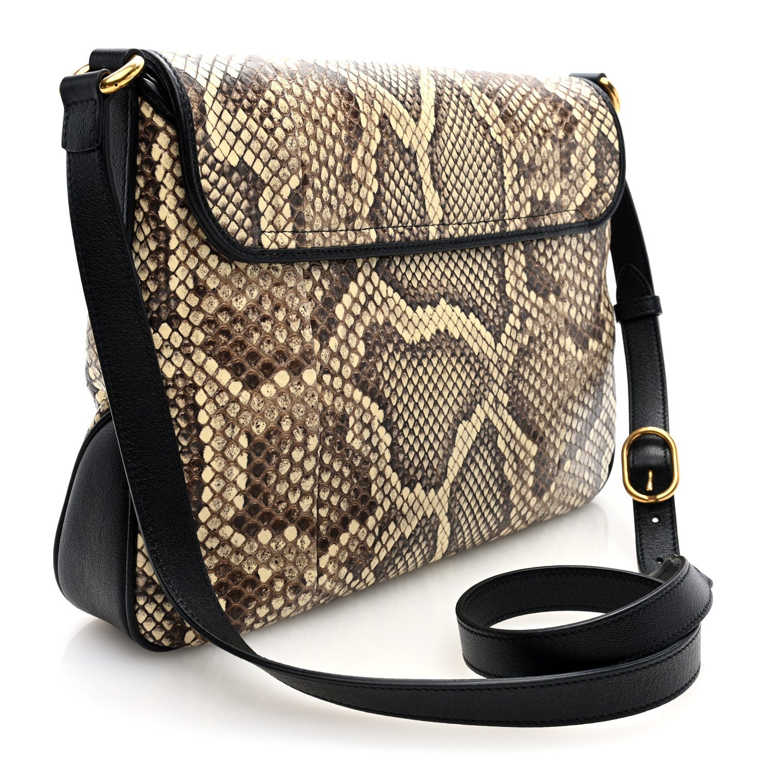 Gucci New Sakai Snakeskin Lux Medium Dahlia Messenger Shoulder Bag Beige Black 3 of 10