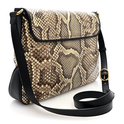 Gucci New Sakai Snakeskin Lux Medium Dahlia Messenger Shoulder Bag Beige Black 3 of 10