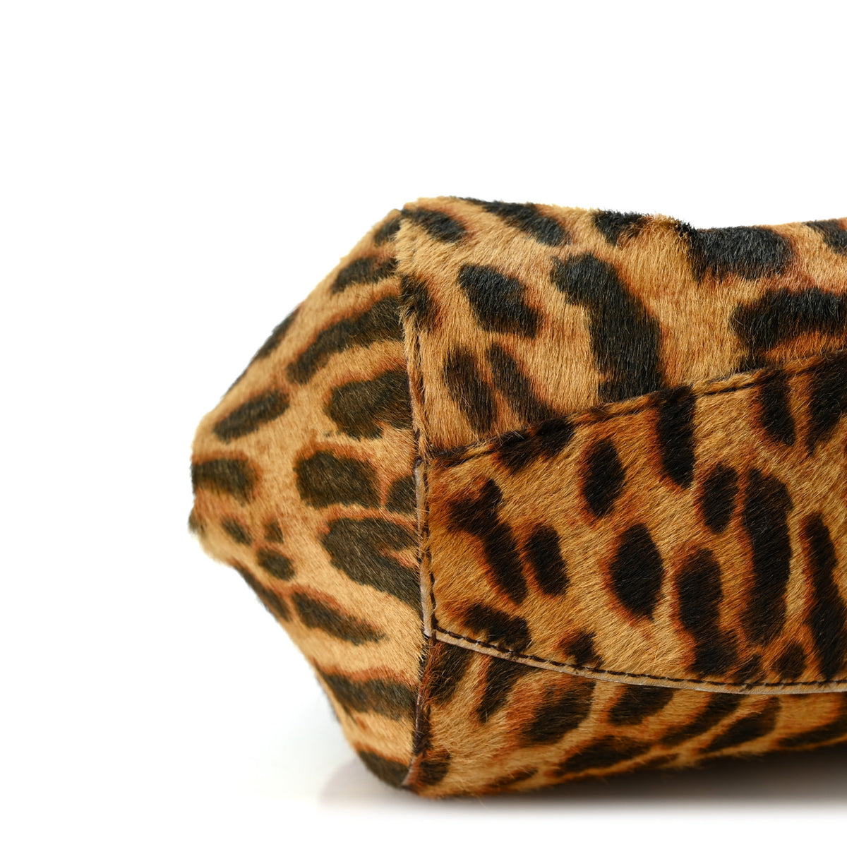 Pony Hair Leopard Print Diva Logo Shoulder Bag Red