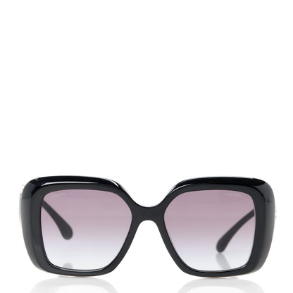 Chanel Acetate Enamel Heart Square Sunglasses 5518 Black 2 of 8