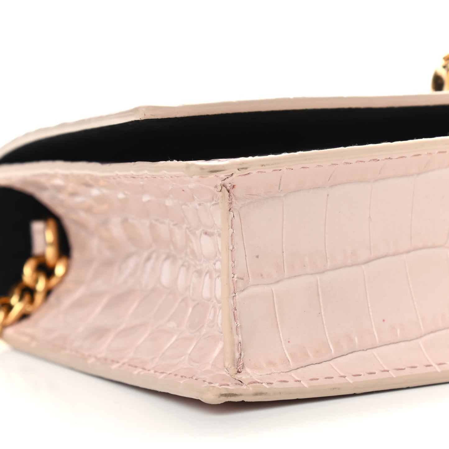 Calfskin Crocodile Embossed Skull Mini Crossbody Bag Light Pink