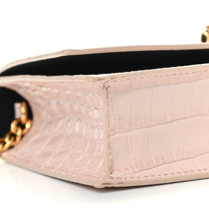 Alexander McQueen Calfskin Crocodile Embossed Skull Mini Crossbody Bag Light Pink 7 of 9