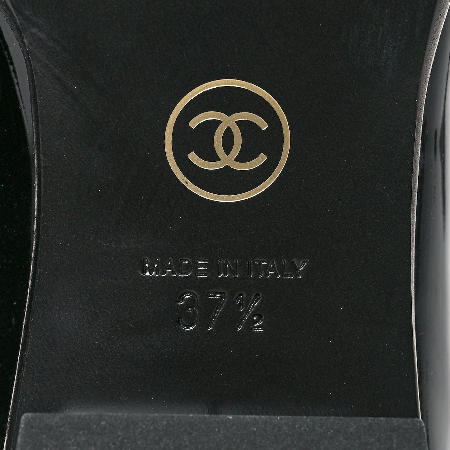 Patent Calfskin CC Chain Mocassin Loafers 37.5 Black