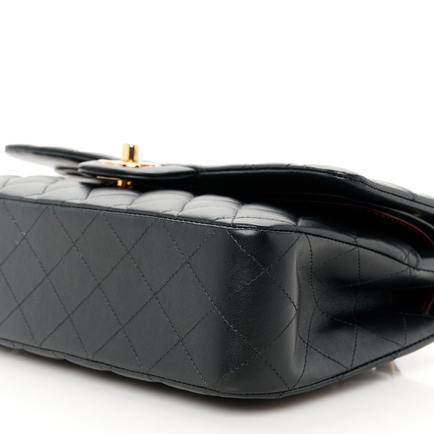 Lambskin Quilted Medium Double Flap Black