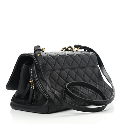 Chanel Shiny Sheepskin Quilted Large Trapezio Flap Black 2 of 12