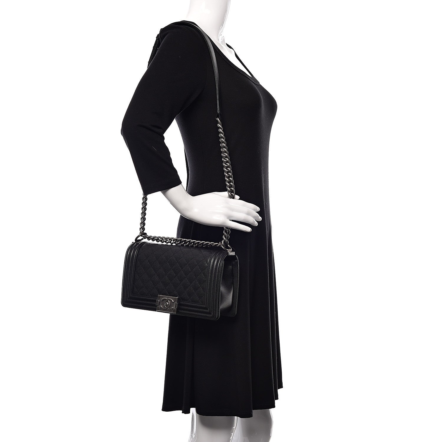 Chanel Caviar Quilted Medium Boy Flap Black 2 of 11