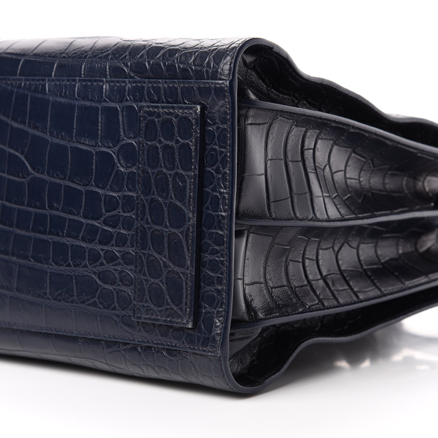 Saint Laurent Calfskin Crocodile Embossed Medium Souple Sac De Jour Navy 8 of 14