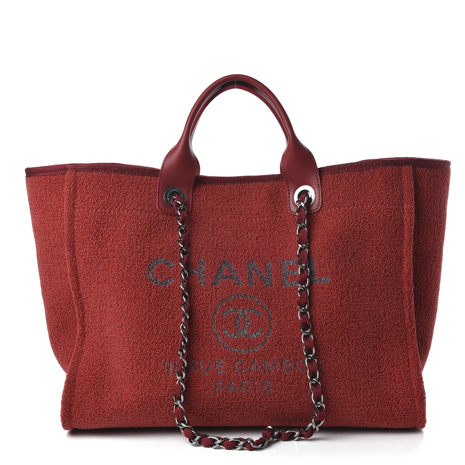 Chanel Lurex Boucle Medium Deauville Tote Red 1 of 12