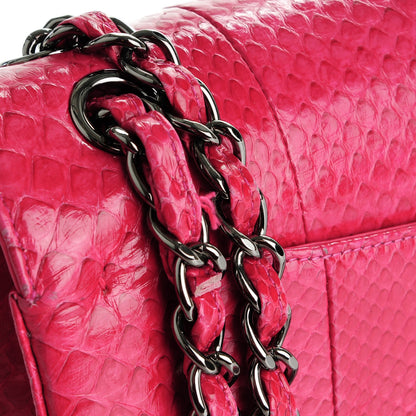 Chanel Python Jumbo Double Flap Dark Pink 13 of 13
