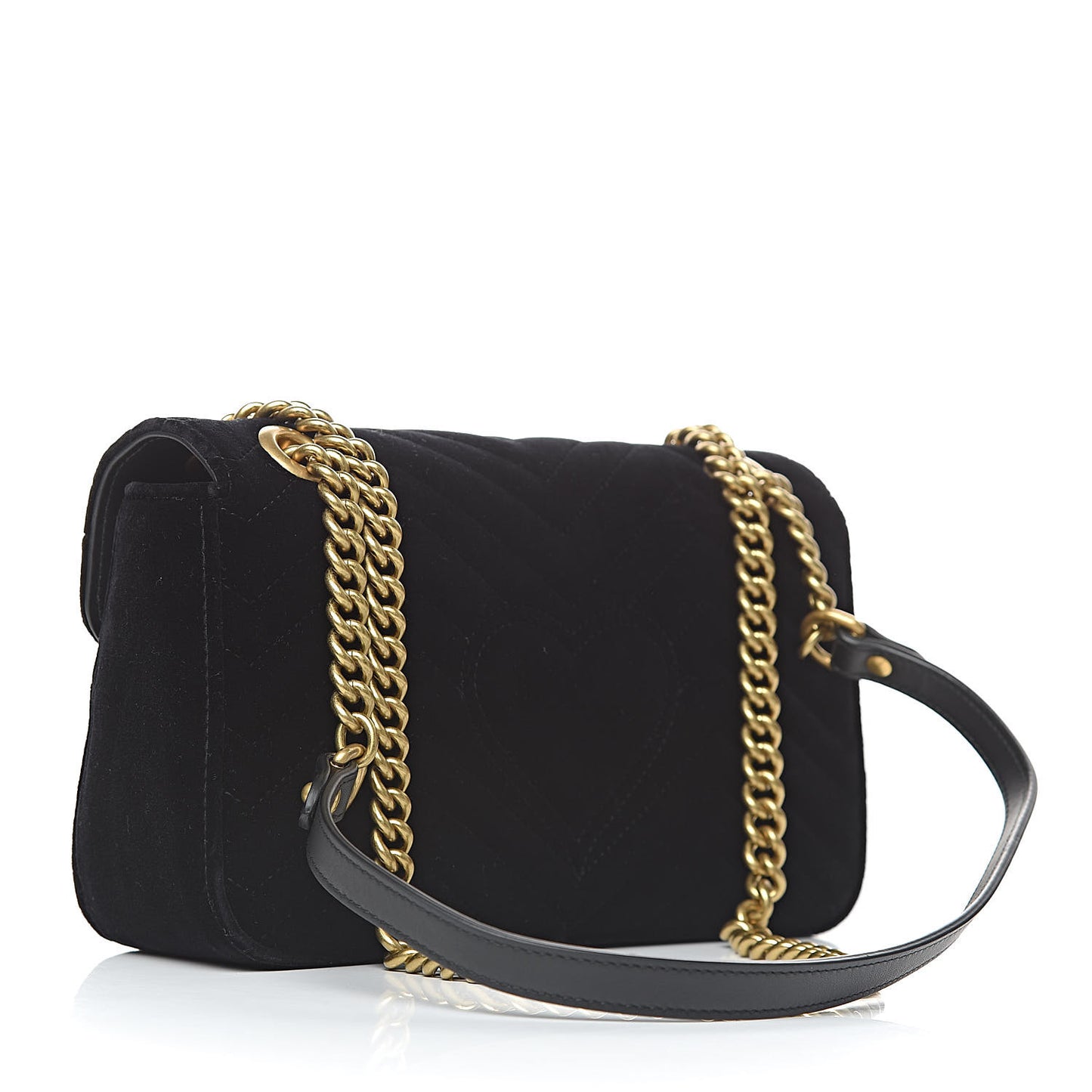 Velvet Matelasse Small GG Marmont Shoulder Bag Black