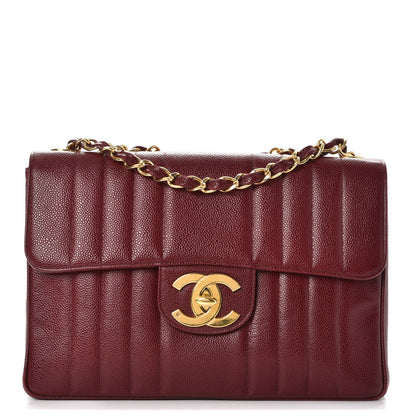 Chanel Caviar Vertical Quilt Jumbo Flap Dark Red 1 of 21