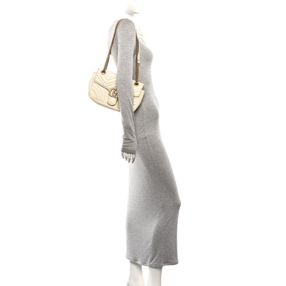 Gucci Calfskin Matelasse Small GG Marmont Shoulder Bag White 2 of 10