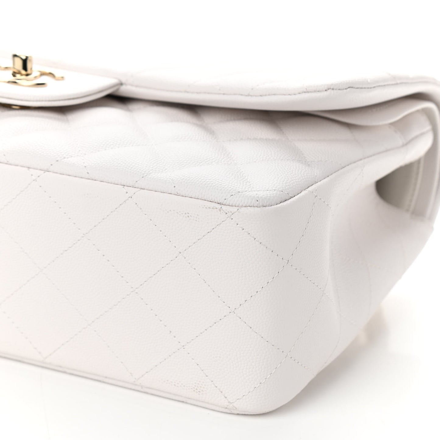 Caviar Quilted Jumbo Double Flap White