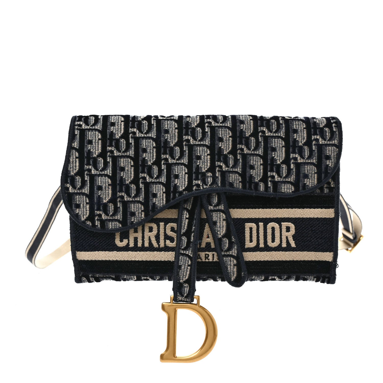 Christian Dior Oblique Slim Saddle Pouch Blue 1 of 9
