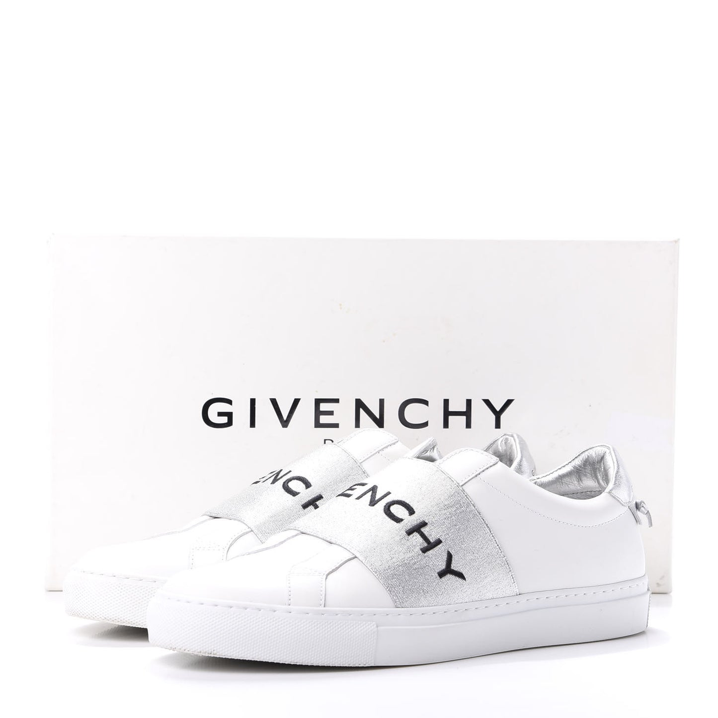Calfskin Band Logo Womens Urban Street Sneakers 40 Argent