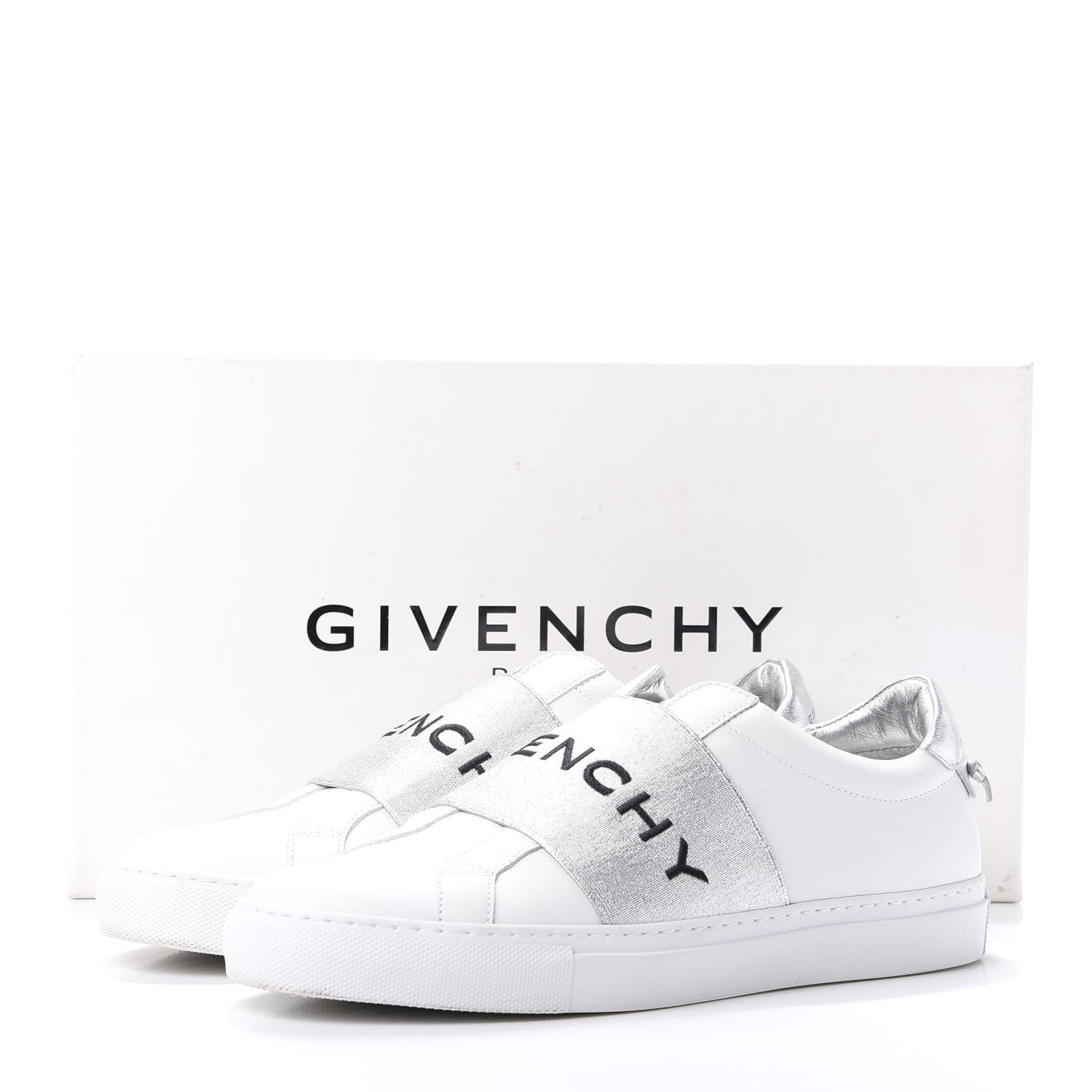 Givenchy Calfskin Band Logo Womens Urban Street Sneakers 40 Argent 10 of 10