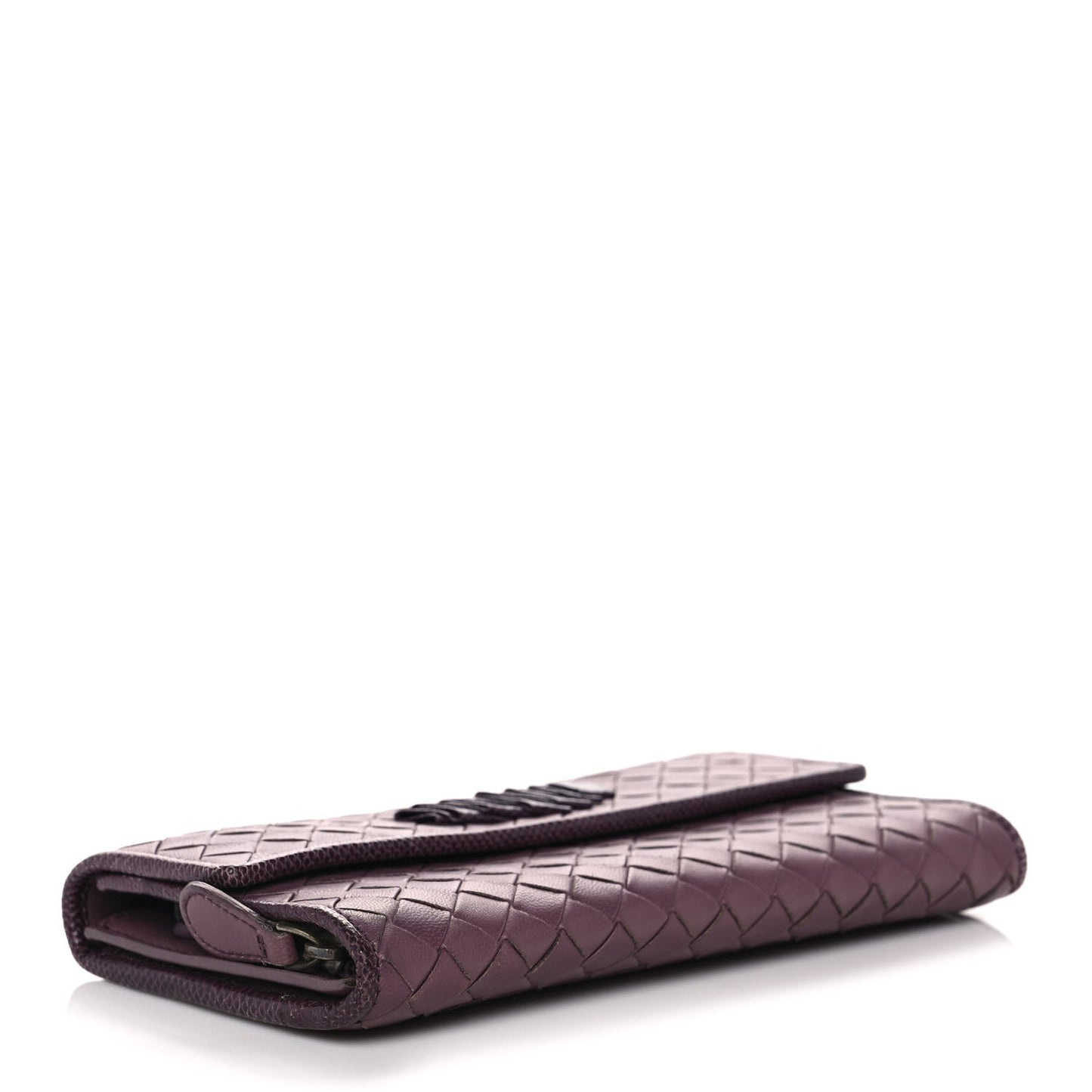 Nappa Ayers Intrecciato Continental Flap Wallet Aubergine