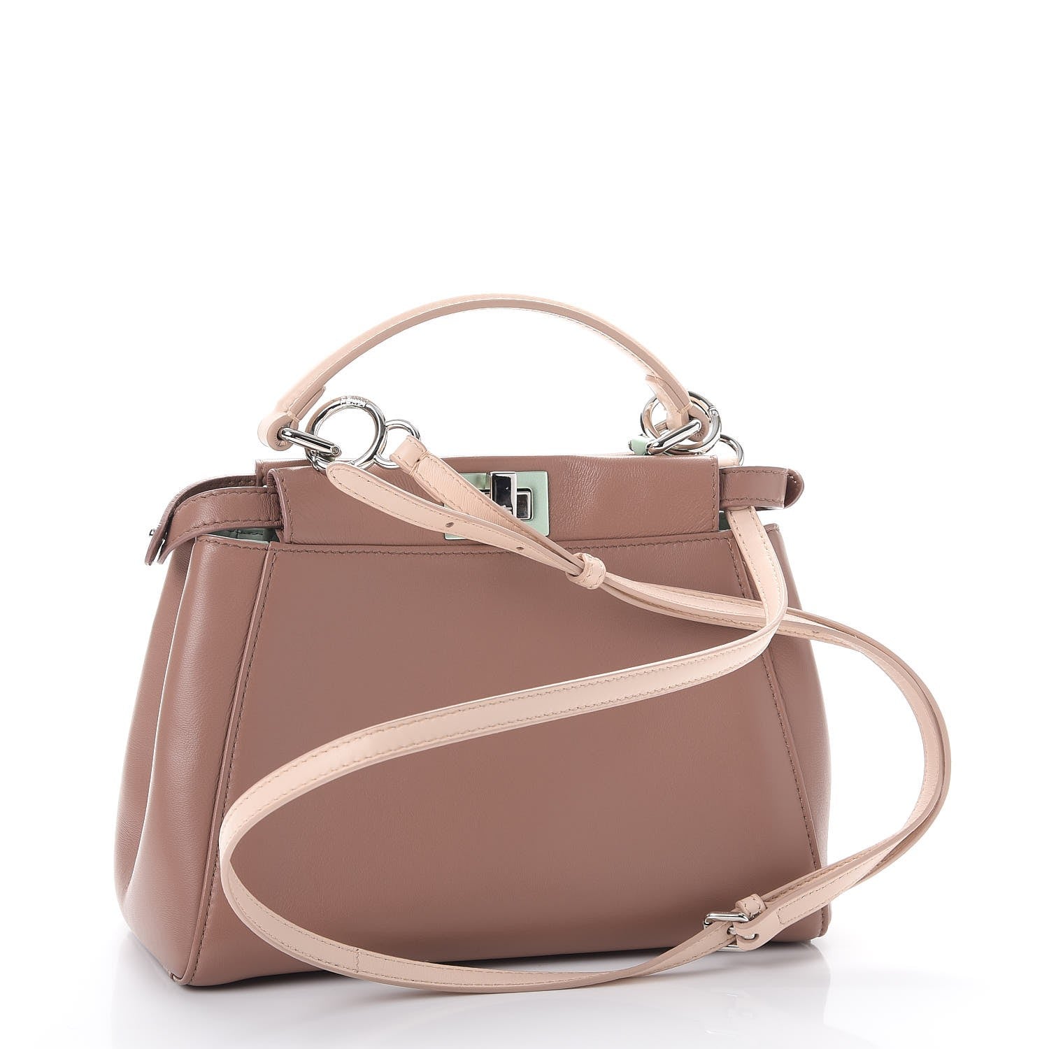 Fendi Nappa Colorblock Mini Peekaboo Iconic Satchel English Rose Plaster Oxigen 4 of 9