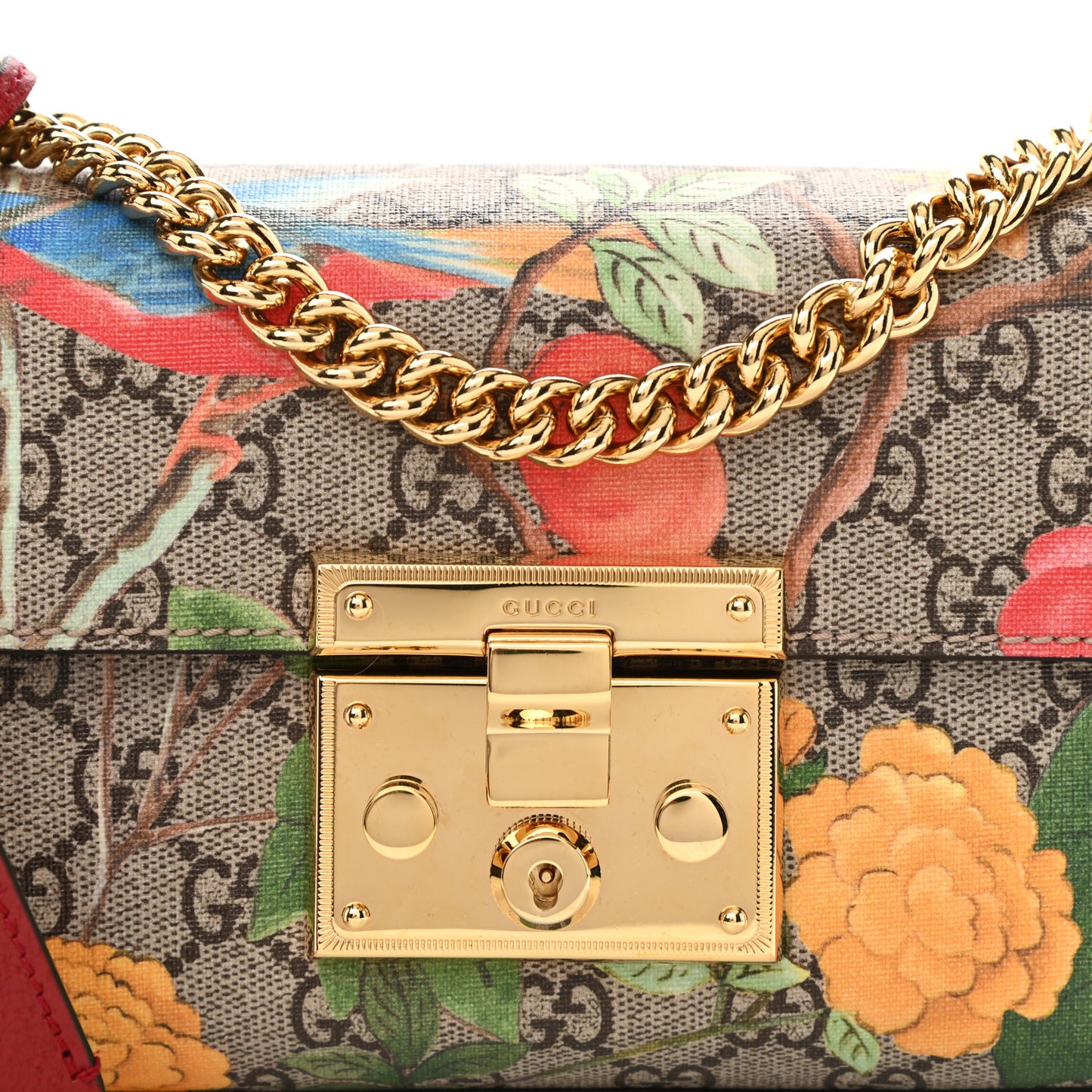 GG Supreme Monogram Tian Small Padlock Shoulder Bag Beige Multicolor New Acero