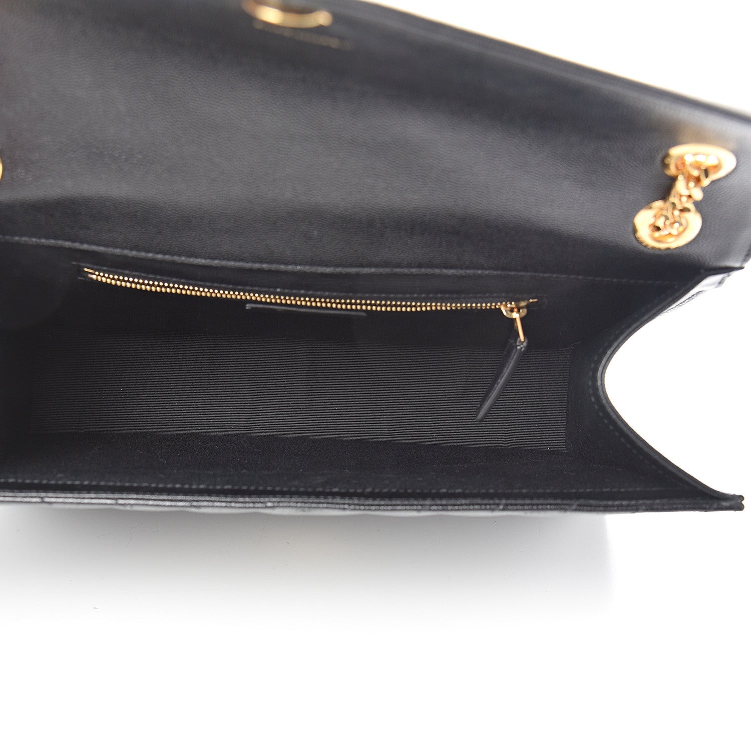 Saint Laurent Grain De Poudre Matelasse Chevron Large Monogram Satchel Black 4 of 10