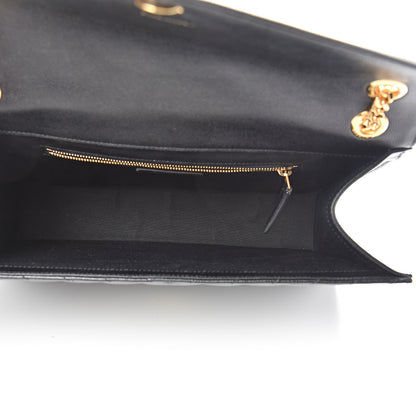 Saint Laurent Grain De Poudre Matelasse Chevron Large Monogram Satchel Black 4 of 10