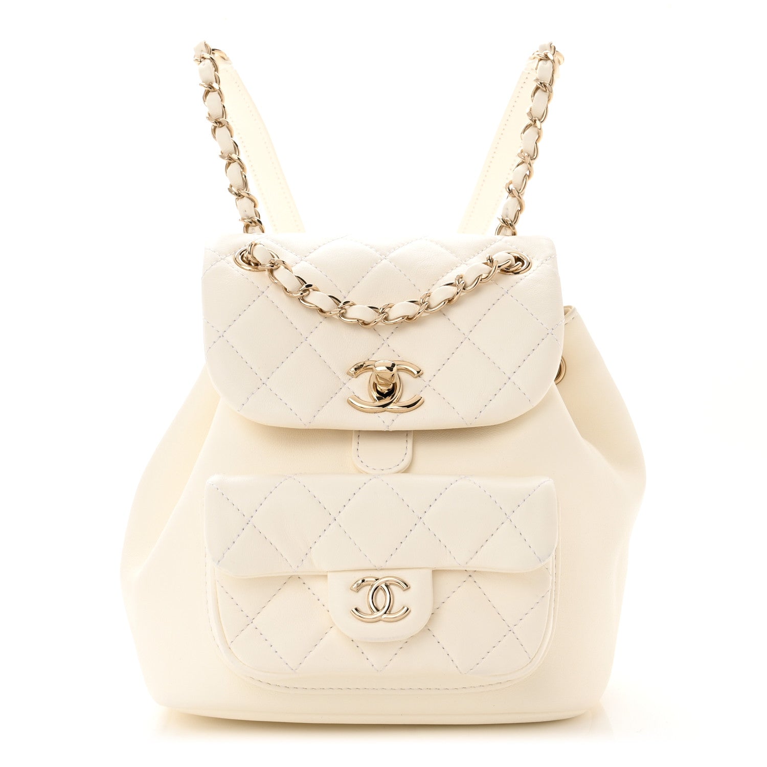Chanel Lambskin Quilted Small Duma Drawstring Backpack White 1 of 10