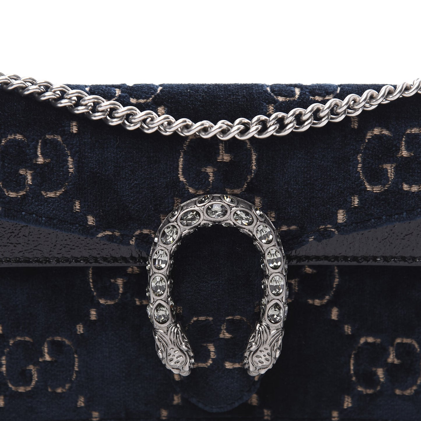 Velvet GG Monogram Super Mini Dionysus Shoulder Bag Blue Beige Black