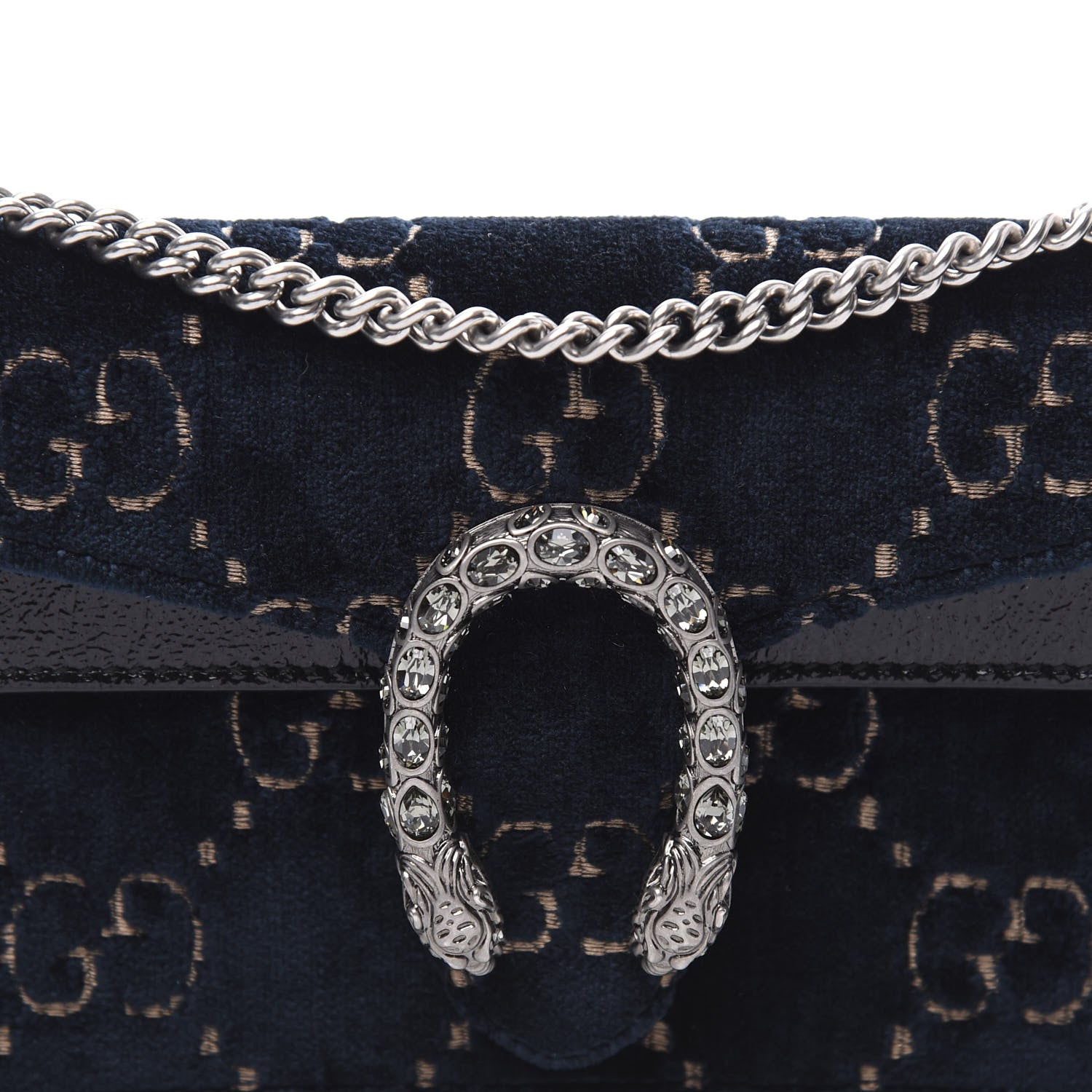 Gucci Velvet GG Monogram Super Mini Dionysus Shoulder Bag Blue Beige Black 10 of 10