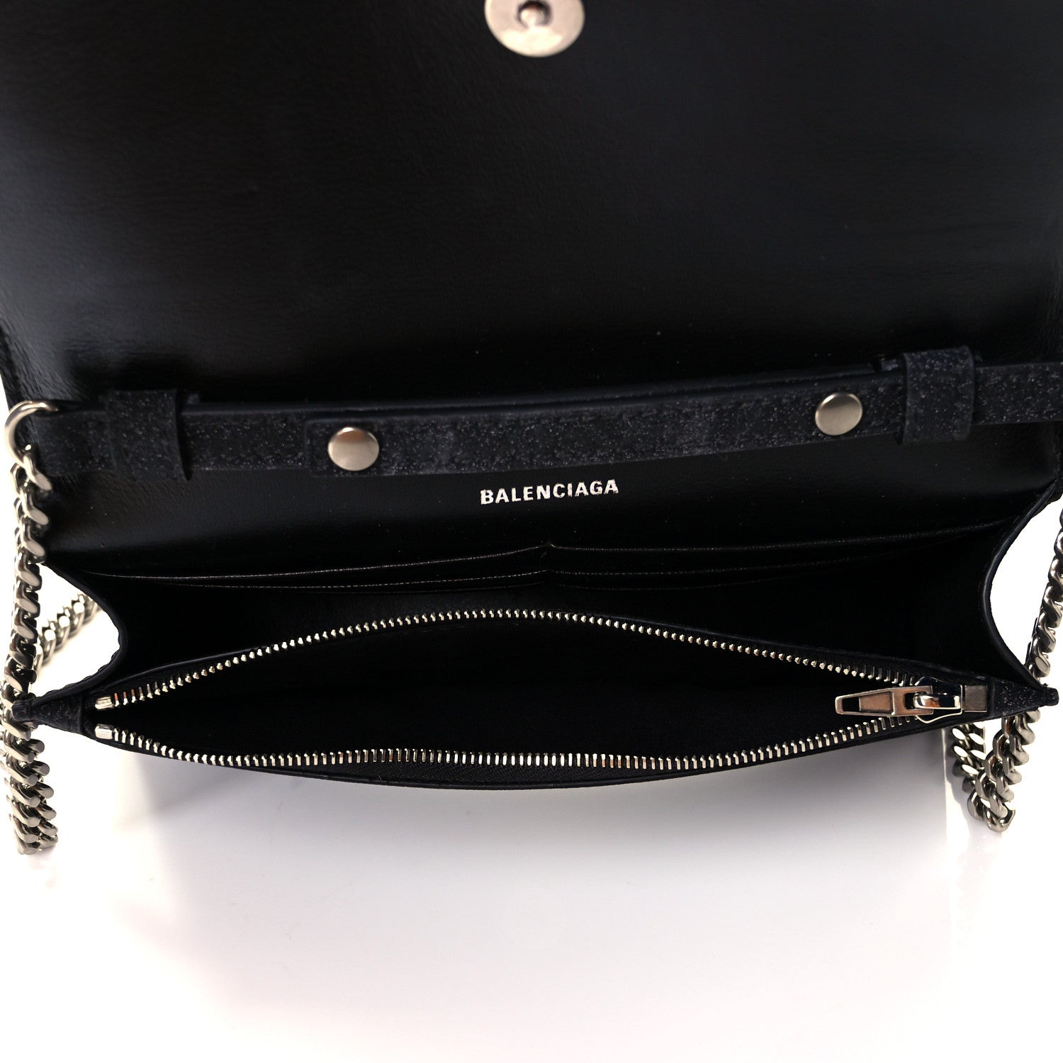 Balenciaga Glitter Fabric Hourglass Chain Bag Black 12 of 15