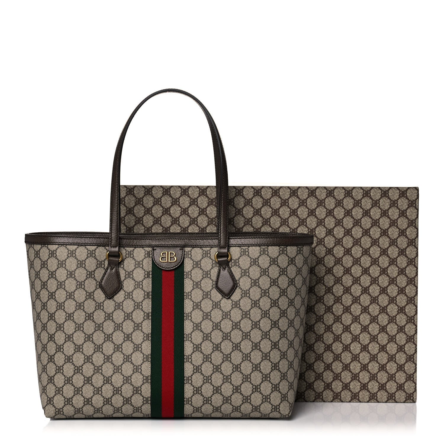 Gucci X BALENCIAGA BB Supreme Monogram Web Medium Ophidia Shopping Tote Beige New Acero 11 of 11