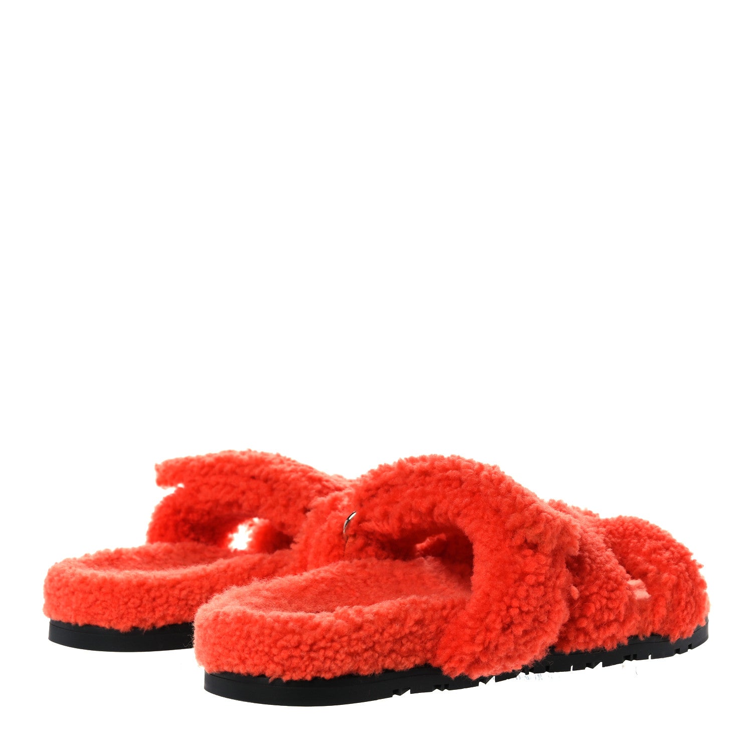 Hermes Woolskin Womens Chypre Sandals 38.5 Orange 4 of 8