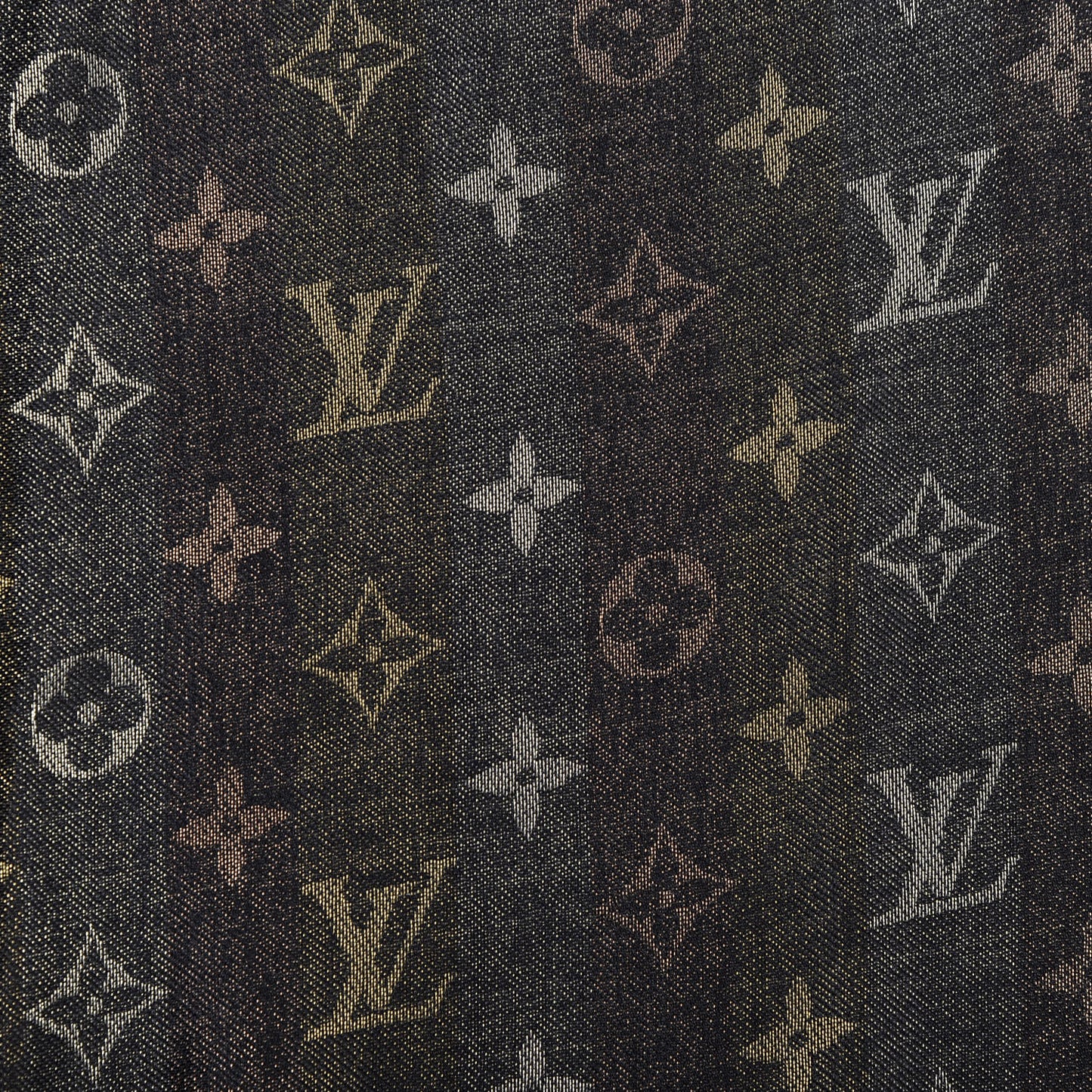 Silk Lurex Wool So Shine Monogram Shawl Black
