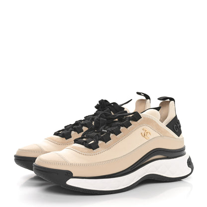 Chanel Velvet Calfskin Mixed Fibers CC Sneakers 39 Beige 3 of 9