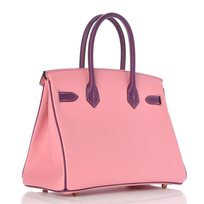 Hermes Epsom Horseshoe Bi Color Birkin 30 Rose Confetti Anemone 2 of 35
