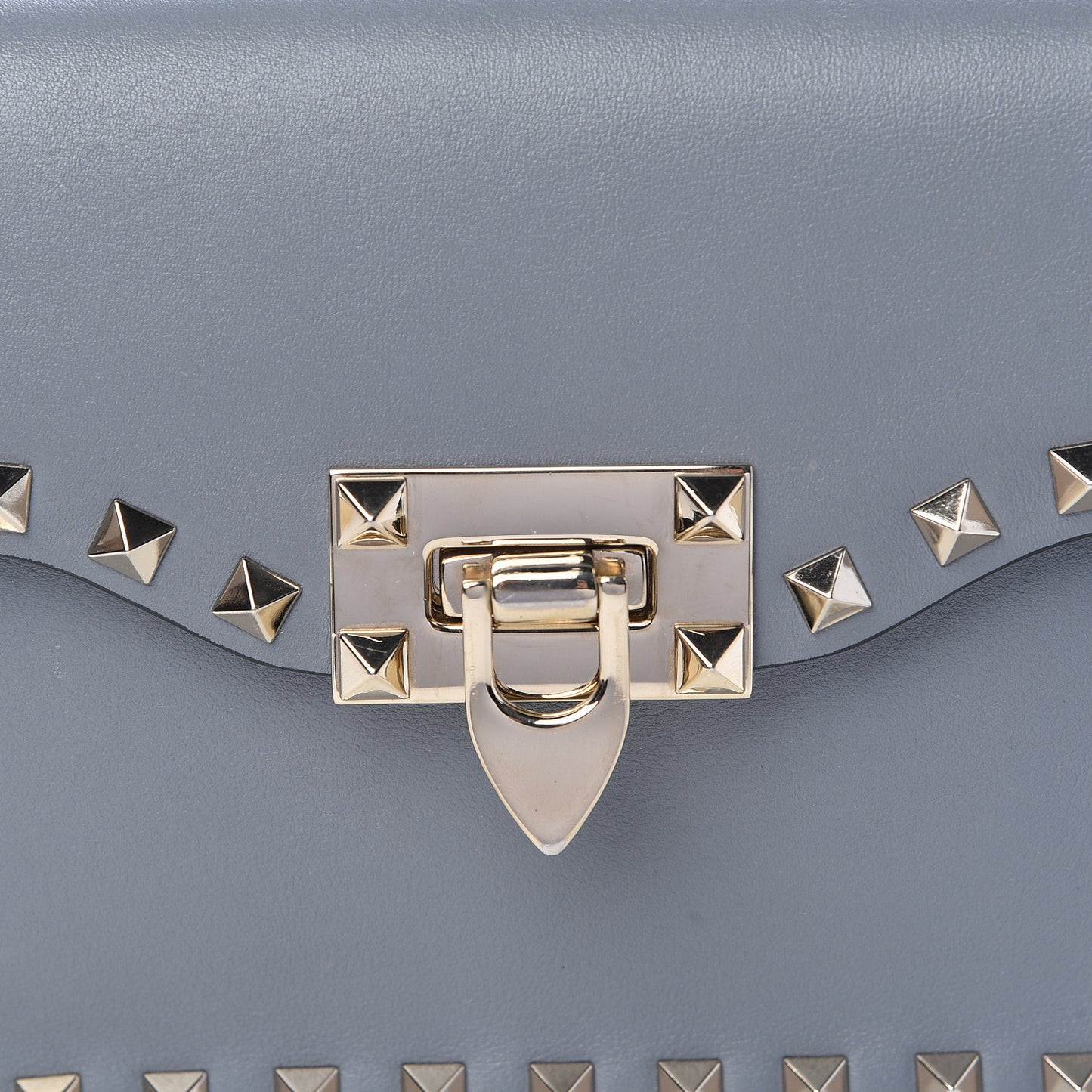 Vitello Rockstud Shoulder Flap Bag Grey