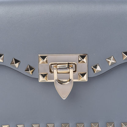 Valentino Garavani Vitello Rockstud Shoulder Flap Bag Grey 8 of 11