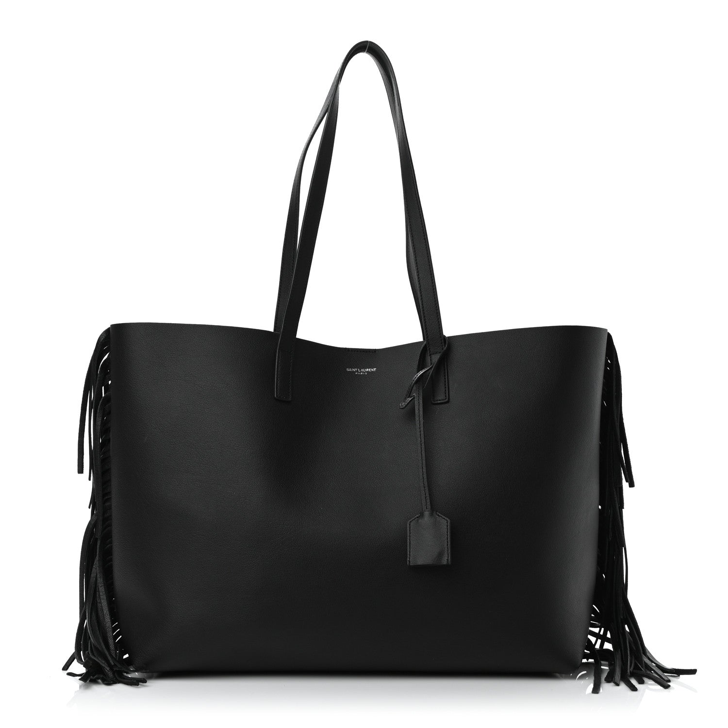 Saint Laurent Calfskin Large Fringe Shopping Tote Black 3 of 10