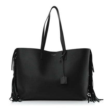 Saint Laurent Calfskin Large Fringe Shopping Tote Black 3 of 10