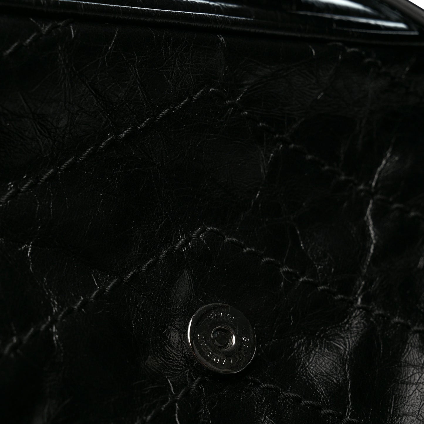 Crinkled Calfskin Matelasse Monogram Baby Niki Chain Satchel Black