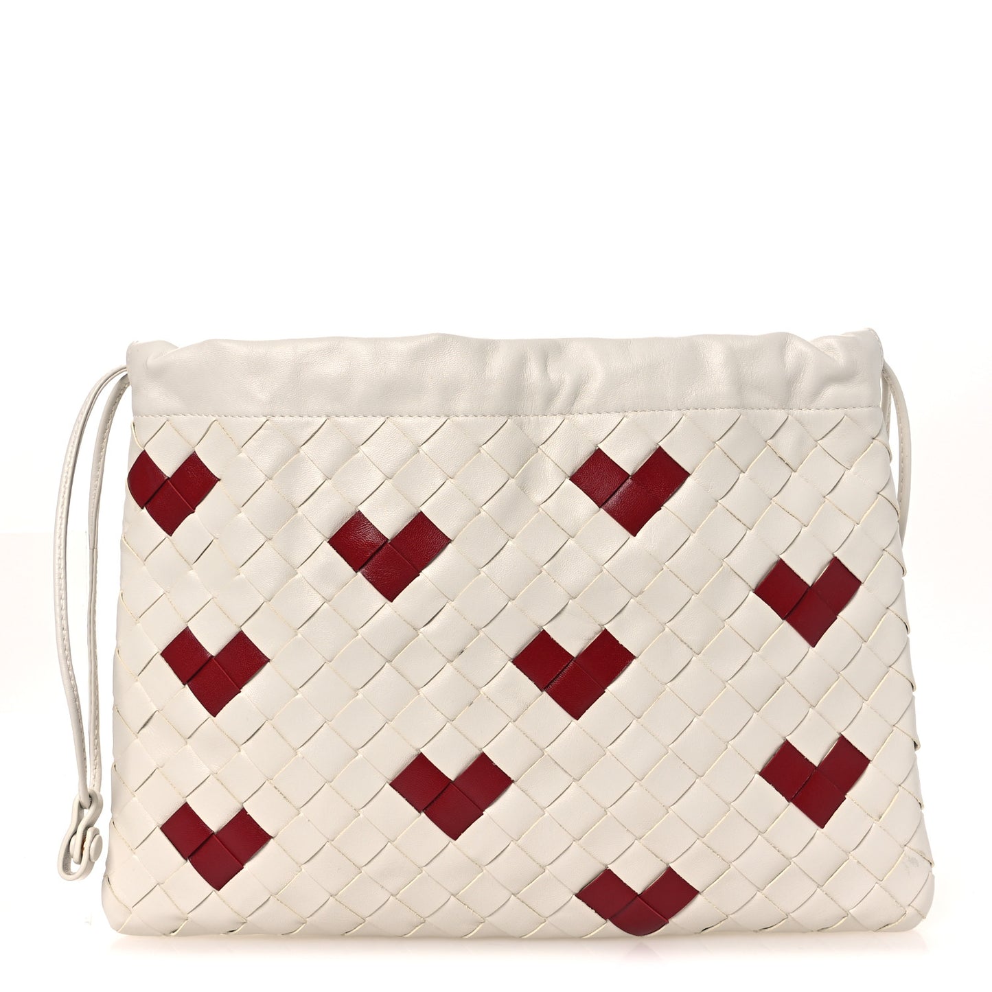 Nappa Intrecciato Heart Medium Dustbag White Dark Red